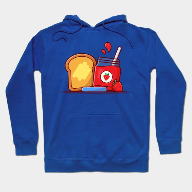 Toast Bread With Strawberry Jam Cartoon Vector Icon Illustration Hoodie by Catalyst Labs